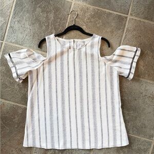 love, Fire White and Black Cold Shoulder Blouse